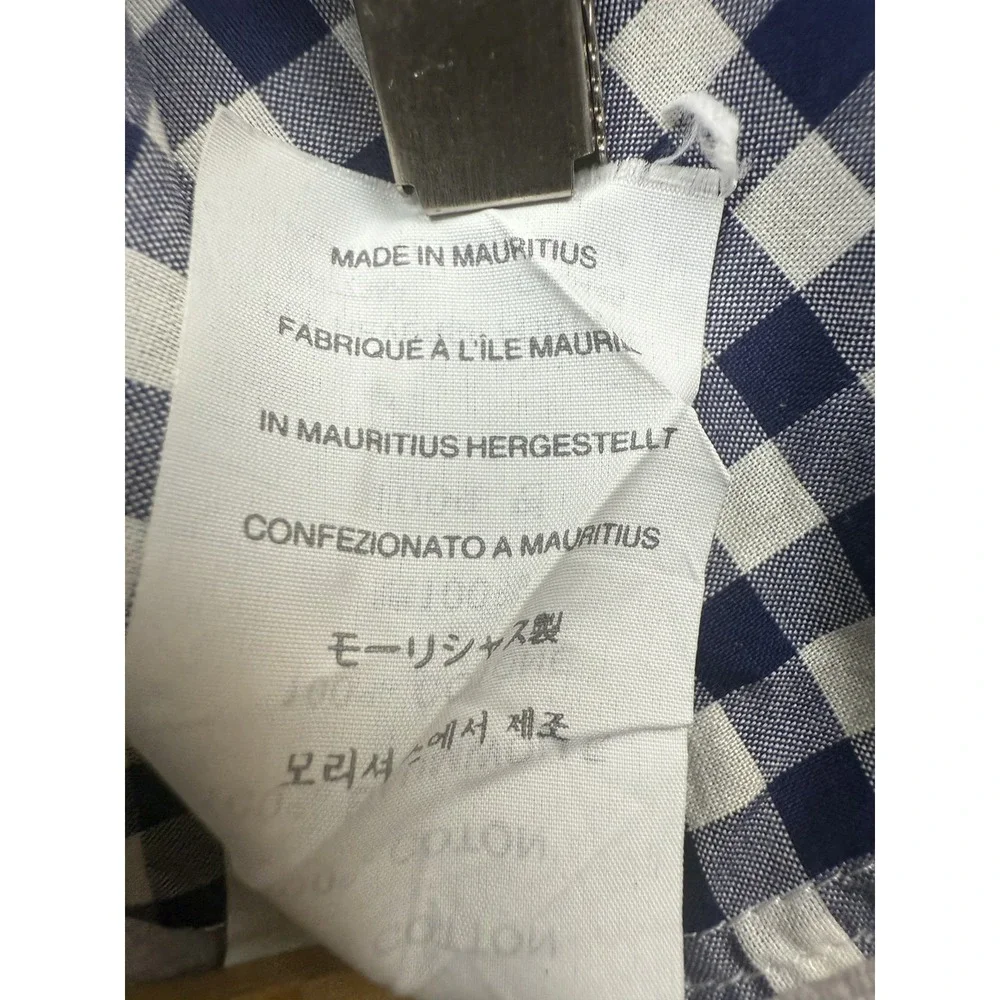 J. Crew Navy and White Gingham Button-Down Shirt